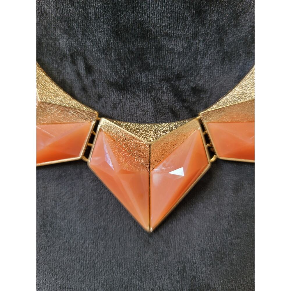 Women's Bold Orange Geometric Statement Necklace … - image 3